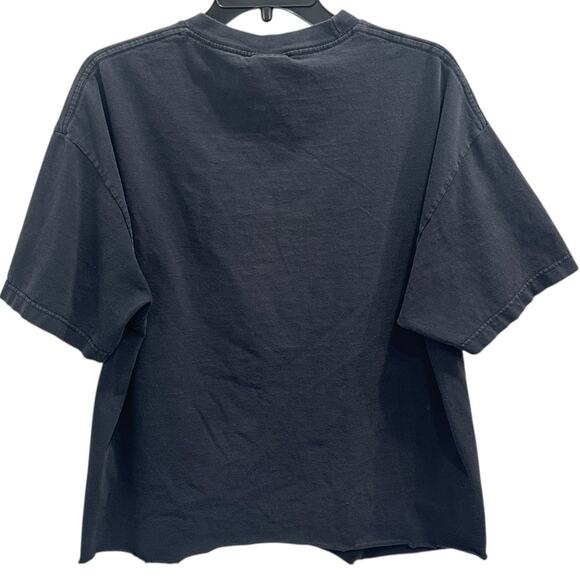 VTG Y2K 00s Disturbed Band Tee Black Glow in the Dark Smile DIY Crop Nu Metal XL - Picture 2 of 9